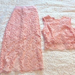 Pink 2 pieces skirt set .